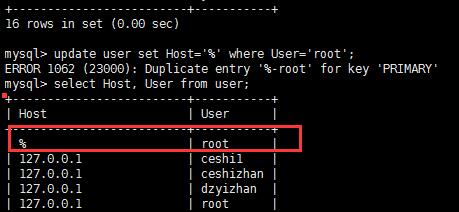 mysql命令报错：ERROR 1062 (23000): Duplicate entry ‘%-root’ for key ‘PRIMARY 解决办法-A8源码网