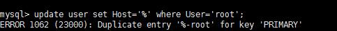 图片[1]-mysql命令报错：ERROR 1062 (23000): Duplicate entry ‘%-root’ for key ‘PRIMARY 解决办法-A8源码网
