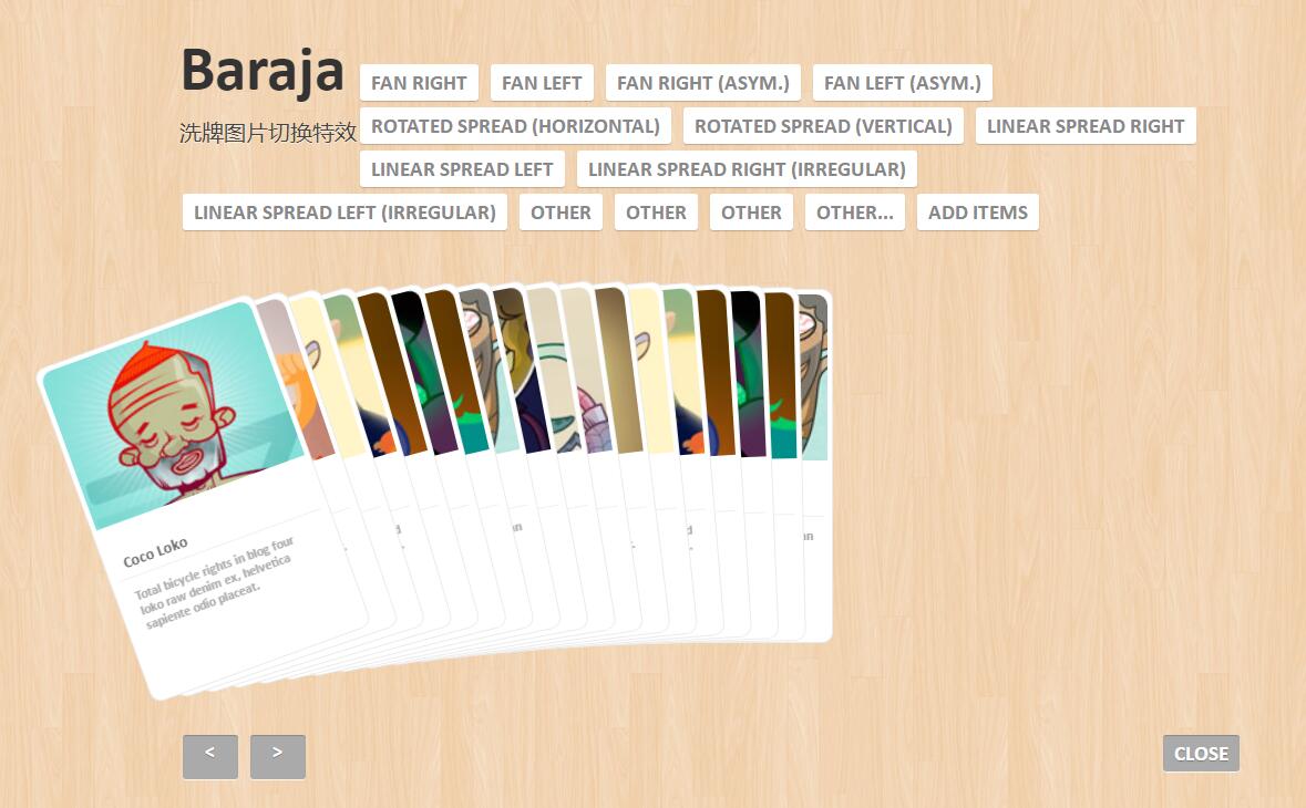 多种图片模拟扑克牌展开折叠动画效果源码-jQuery插件源码-A8源码网