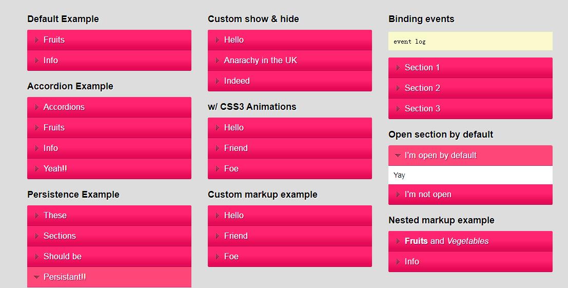 jquery多种竖向展开折叠手风琴效果源码-A8源码网