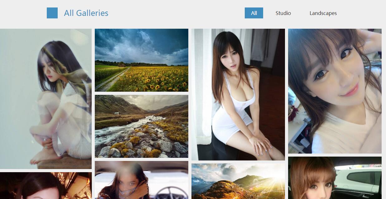 jQuery可筛选响应式图片瀑布流布局代码-A8源码网